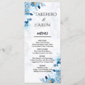 Blue Elegant flower summer wedding Menu (Voorkant)