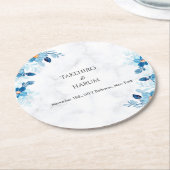 Blue Elegant flower summer wedding Ronde Kartonnen Onderzetter (Gebogen)