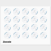 Blue Elegant flower summer wedding Ronde Sticker (Vel)