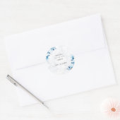 Blue Elegant flower summer wedding Ronde Sticker (Envelop)