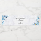 Blue Elegant flower summer wedding Waterfles Etiket (Enkel label)