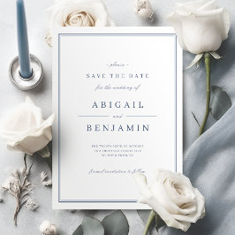 Blue Elegant gold classy minimalist save the date