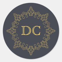 Blue Elegant Gold Design Monogram