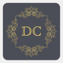 Blue Elegant Gold Design Monogram