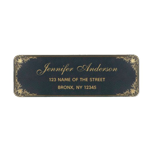 Blue  Elegant Golden Calligraphic Script Etiket (Voorkant)