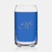 Blue Elegant Hanukkah Silver Menorah  Blikvorm Glas (Achterkant)