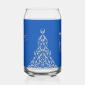 Blue Elegant Hanukkah Silver Menorah  Blikvorm Glas (Rechts)