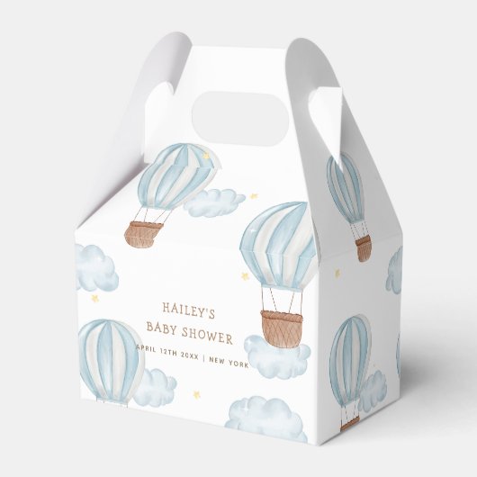 Blue Elegant Hete Luchtballon Wolk Boy Baby shower Bedankdoosjes (Achterkant)
