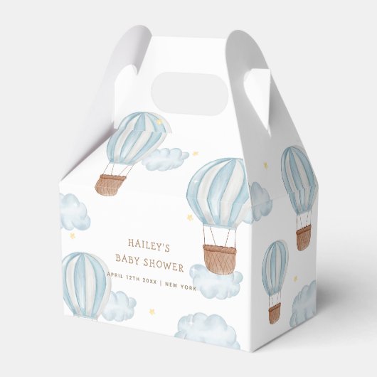 Blue Elegant Hete Luchtballon Wolk Boy Baby shower Bedankdoosjes (Voorkant Zijde)
