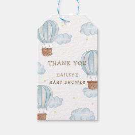 Blue Elegant Hete Luchtballon Wolk Boy Baby shower Cadeaulabel