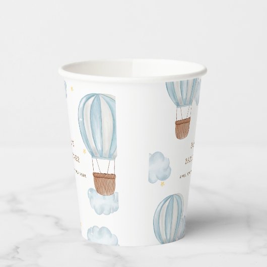 Blue Elegant Hete Luchtballon Wolk Boy Baby shower Papieren Bekers (Links)