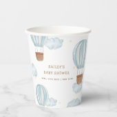 Blue Elegant Hete Luchtballon Wolk Boy Baby shower Papieren Bekers (Voorkant)