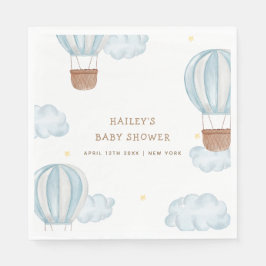 Blue Elegant Hete Luchtballon Wolk Boy Baby shower Servet