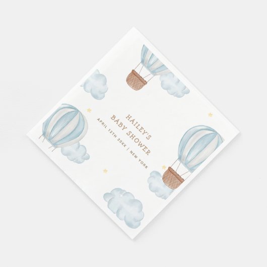 Blue Elegant Hete Luchtballon Wolk Boy Baby shower Servet (Hoek)
