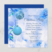 Blue Elegant kerstparty uitnodiging (Voorkant / Achterkant)