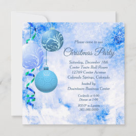 Blue Elegant kerstparty uitnodiging