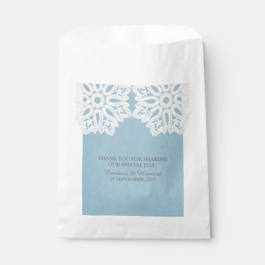 Blue Elegant Lace Favor Bags Bedankzakje (Voorkant)