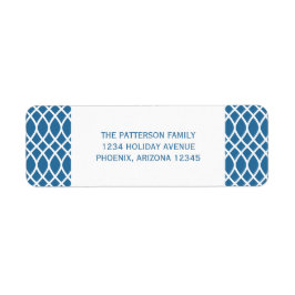 Blue Elegant Lattice Holiday Adresetiketten Etiket