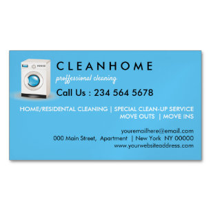 Blue Elegant Laundry CleanService Magnetisch Visitekaartje