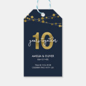 Blue Elegant Lights 10th Wedding Jubileum Cadeaulabel (Voorkant)