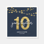 Blue Elegant Lights 10th Wedding Jubileum Party Servet (Voorkant)