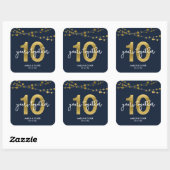 Blue Elegant Lights 10th Wedding Jubileum Vierkante Sticker (Vel)