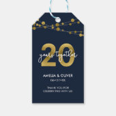 Blue Elegant Lights 20th Wedding Jubileum Cadeaulabel (Voorkant)