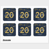 Blue Elegant Lights 20th Wedding Jubileum Vierkante Sticker (Vel)