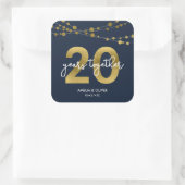 Blue Elegant Lights 20th Wedding Jubileum Vierkante Sticker (Tas)