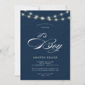 Blue Elegant Minimalist Het is Boy Baby shower Kaart (Voorkant)