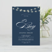 Blue Elegant Minimalist Het is Boy Baby shower Kaart (Staand voorkant)