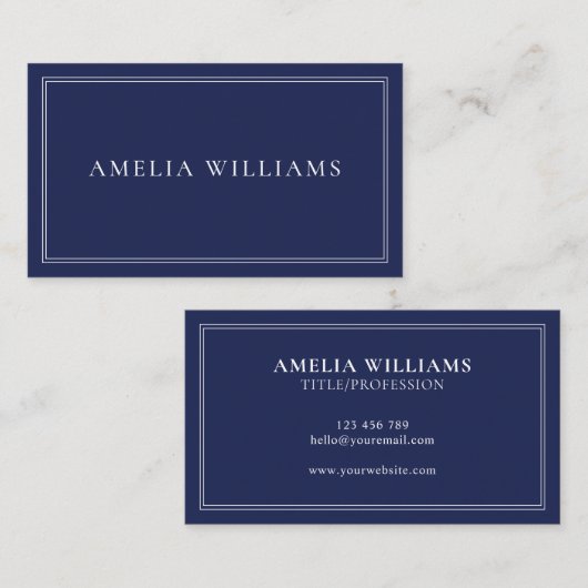 Blue Elegant Minimalist Professional Visitekaartje (Voorkant / Achterkant)