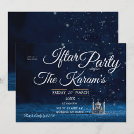 Blue Elegant Moskee Ramadan Iftar Feest Uitnodigin Kaart