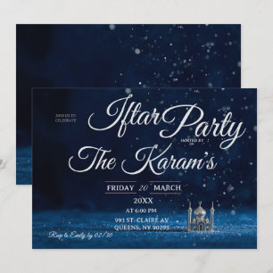 Blue Elegant Moskee Ramadan Iftar Feest Uitnodigin Kaart