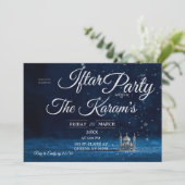 Blue Elegant Mosque Ramadan Iftar Party  Invit Kaart (Staand voorkant)