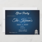 Blue Elegant Mosque Ramadan Iftar Party  Invit Kaart (Voorkant)