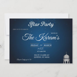 Blue Elegant Mosque Ramadan Iftar Party  Invit Kaart