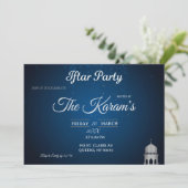 Blue Elegant Mosque Ramadan Iftar Party  Invit Kaart (Staand voorkant)