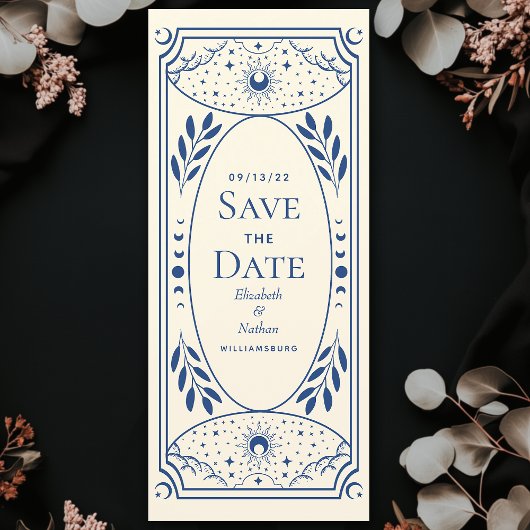 Blue Elegant Mystical Tarot Kaart Save the Date