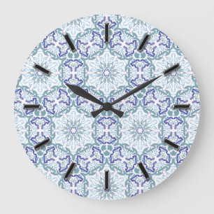 Blue Elegant Pattern-klok Grote Klok