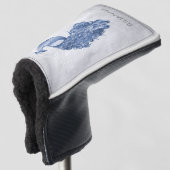 Blue Elegant Peacock Golf Head Hoesje Golfheadcover (3/4 voorkant)