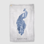 Blue Elegant Peacock Golf Towel Golfhanddoek (Voorkant)