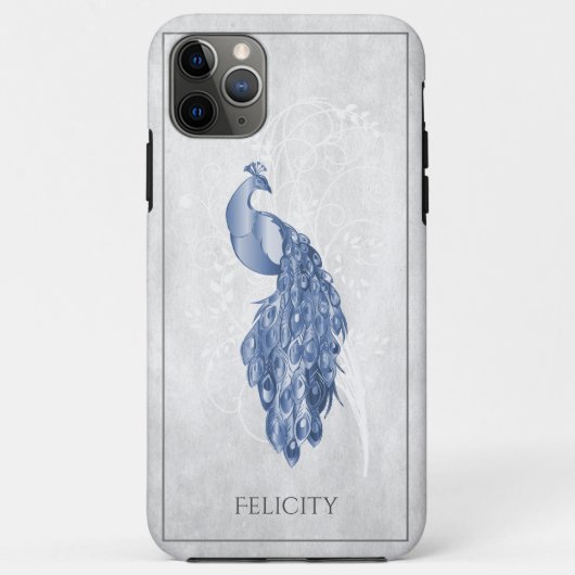 Blue Elegant Peacock Hoesje-Mate iPhone Case (Achterkant)