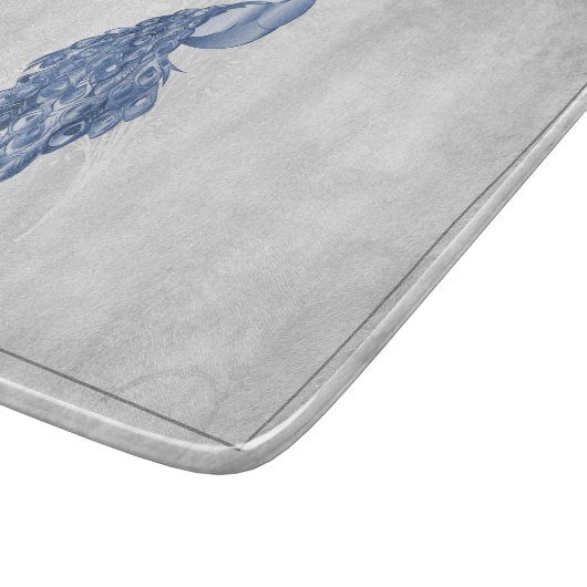 Blue Elegant Peacock Personalized Cutting Board Snijplank (Hoek)