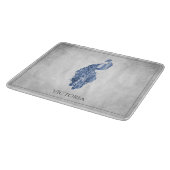 Blue Elegant Peacock Personalized Cutting Board Snijplank (Hoek)