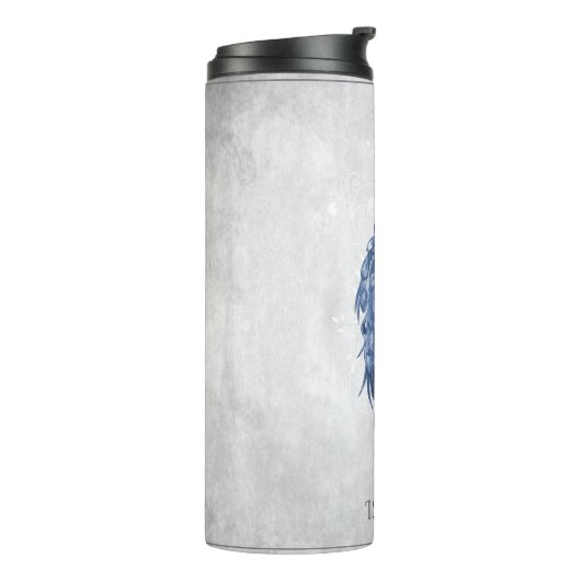 Blue Elegant Peacock Personalized Thermal Tumbler Thermosbeker (Gedraaid links)