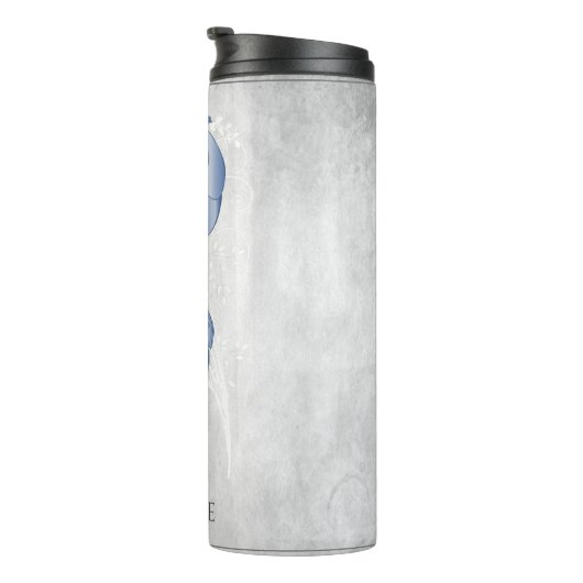 Blue Elegant Peacock Personalized Thermal Tumbler Thermosbeker (Geroteerd rechts)