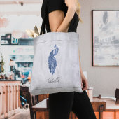 Blue Elegant Peacock Persoonlijke Canvas tas