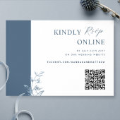 Blue Elegant QR Code RSVP Weddenschap Enclosure Ca Informatiekaartje