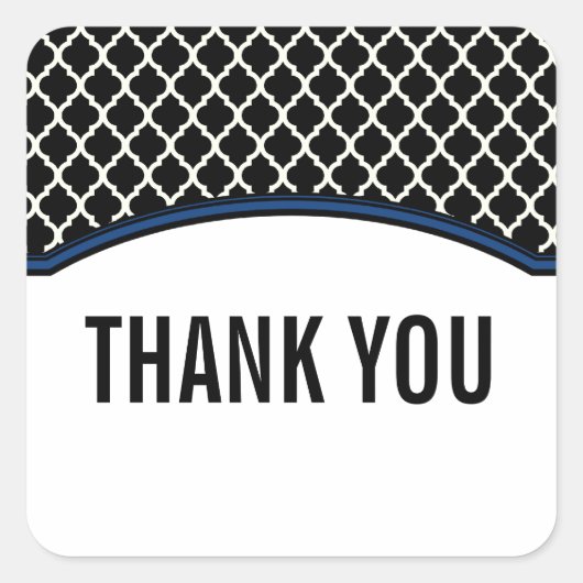 Blue Elegant Quatrefoil Hartelijk dank, Stickers (Voorkant)